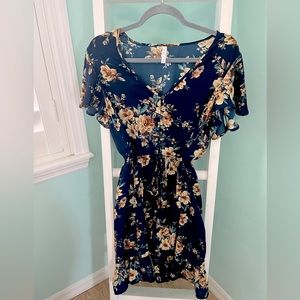 floral flowy navy dress